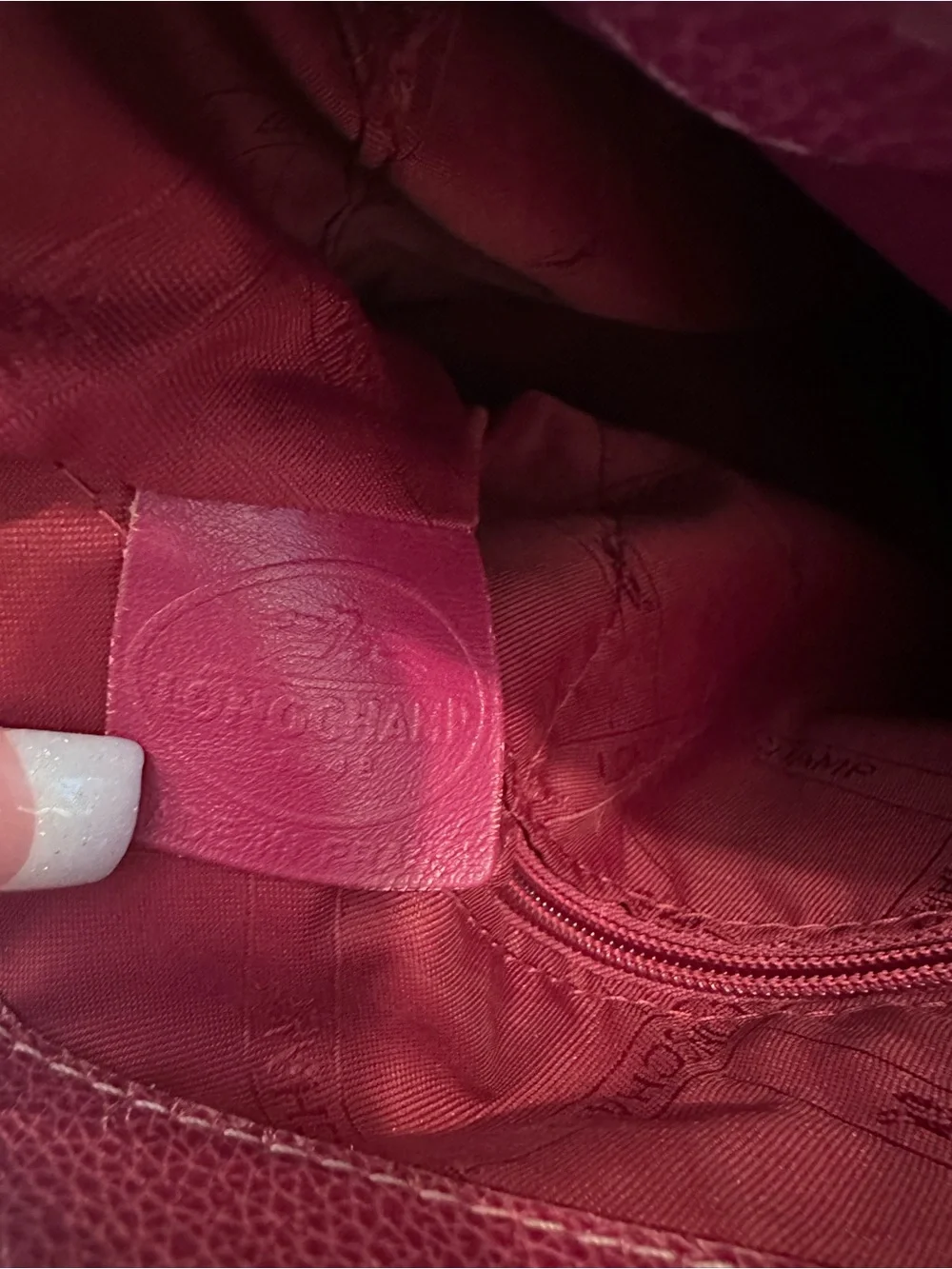 Longchamp Fuchsia Leather Tote with Silver Hardware